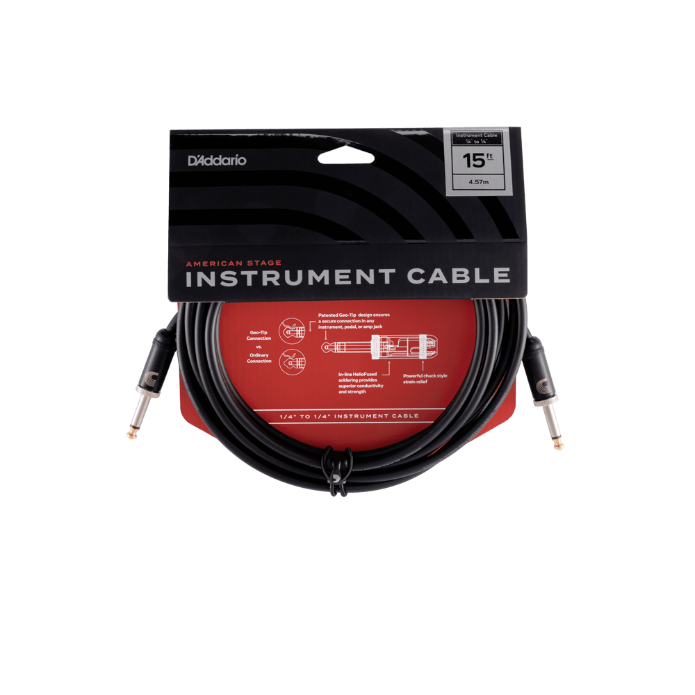 D'Addario PW-AMSG-15 American Stage Instrument Cable Straight to Straight - 15ft