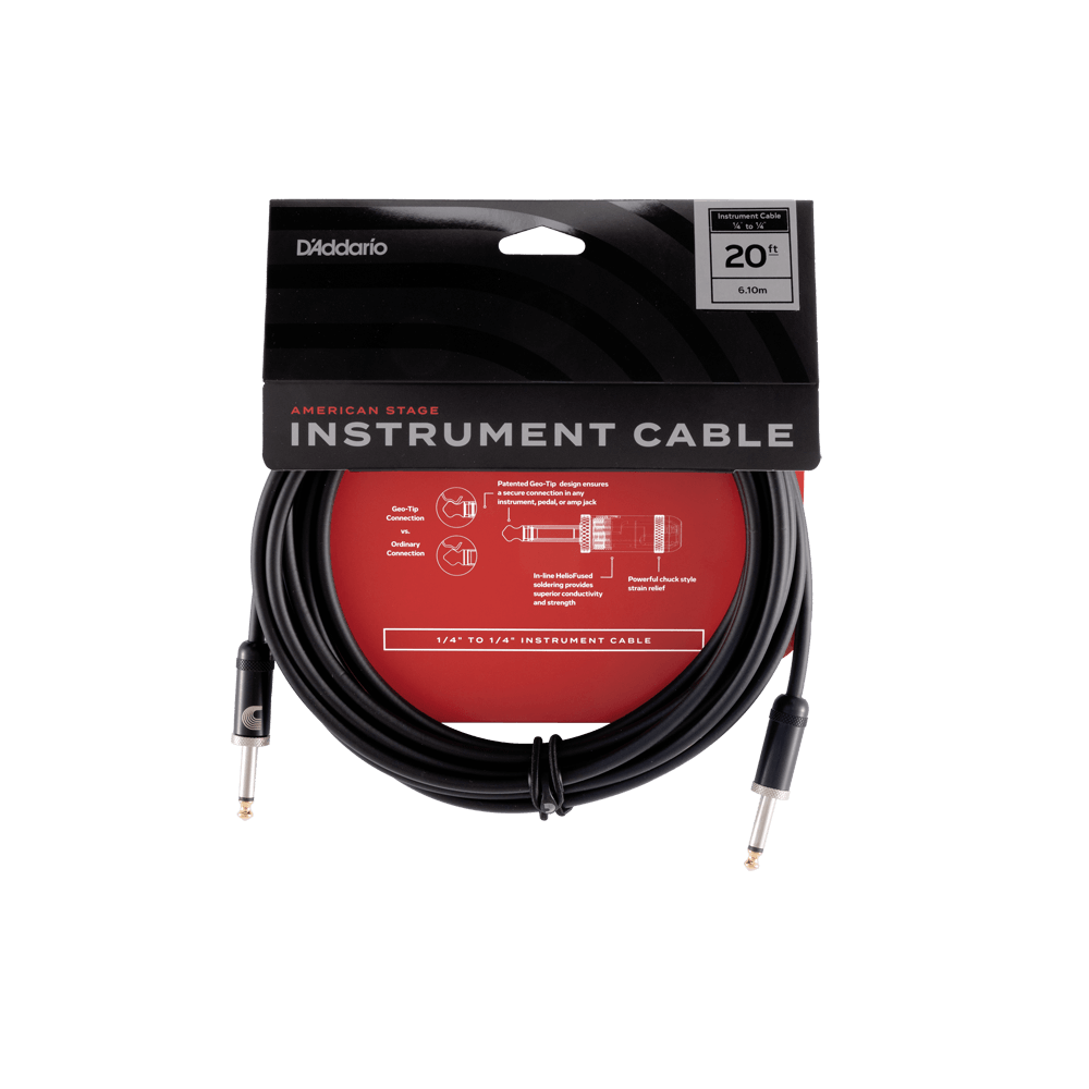 D'Addario PW-AMSG-20 American Stage Instrument Cable Straight to Straight - 20ft