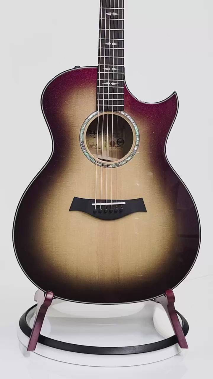 Taylor 2025 Catch Custom #26 Limited Edition C14ce Grand Auditorium Acoustic Electric Guitar - Cranberry Silver Supernova