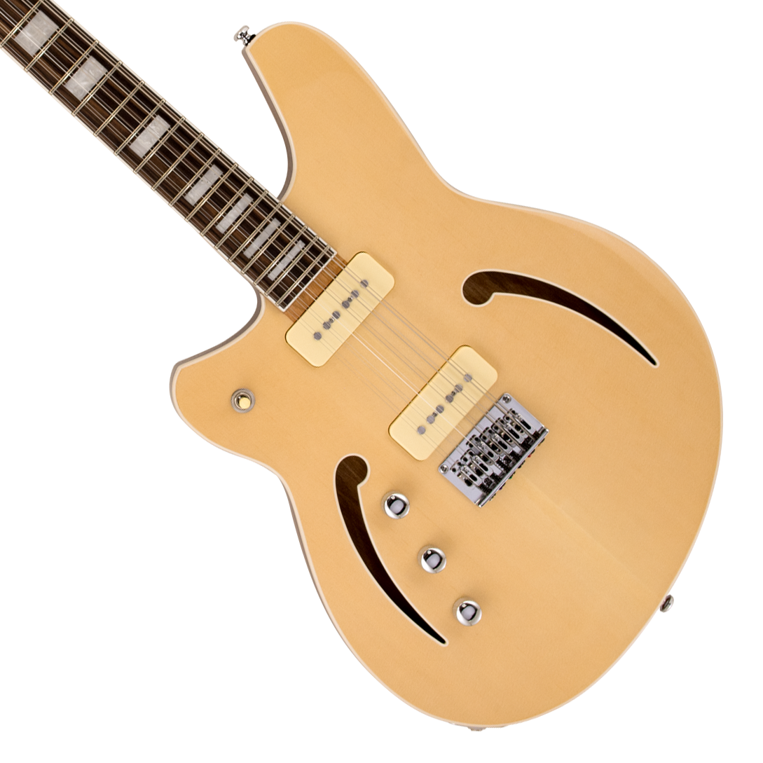 Reverend Set Neck Series Airwave 12 Semi-Hollow Left Handed Electric Guitar - Natural