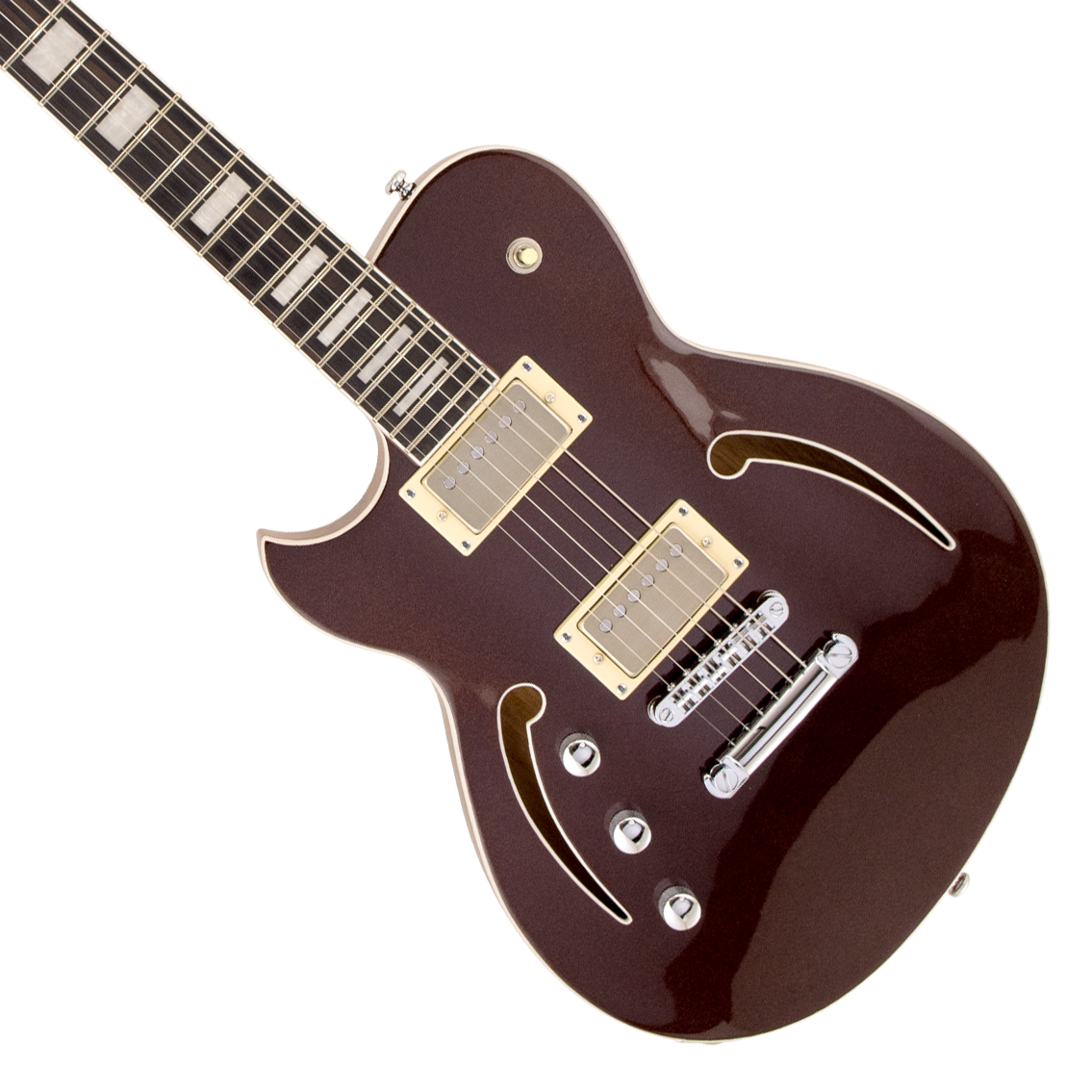 Reverend Set-Neck Series Roundhouse Air HH Left Handed Electric Guitar - Metallic Bordeaux