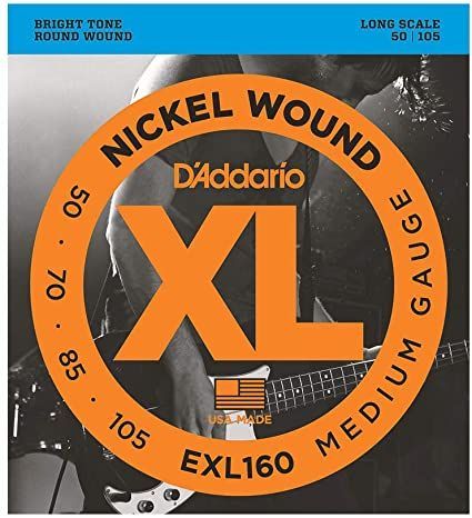 D'Addario EXL160 Nickel Wound Long Scale Bass Guitar Strings, Medium Gauge 50-105