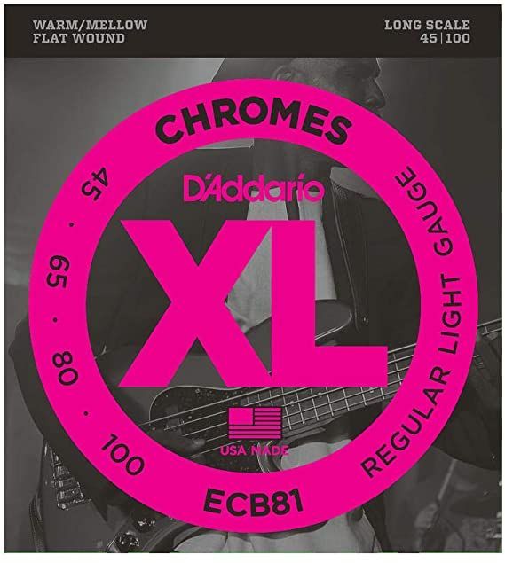 D'addario ECB81 Flat Wound Chromes Long Scale Bass Strings