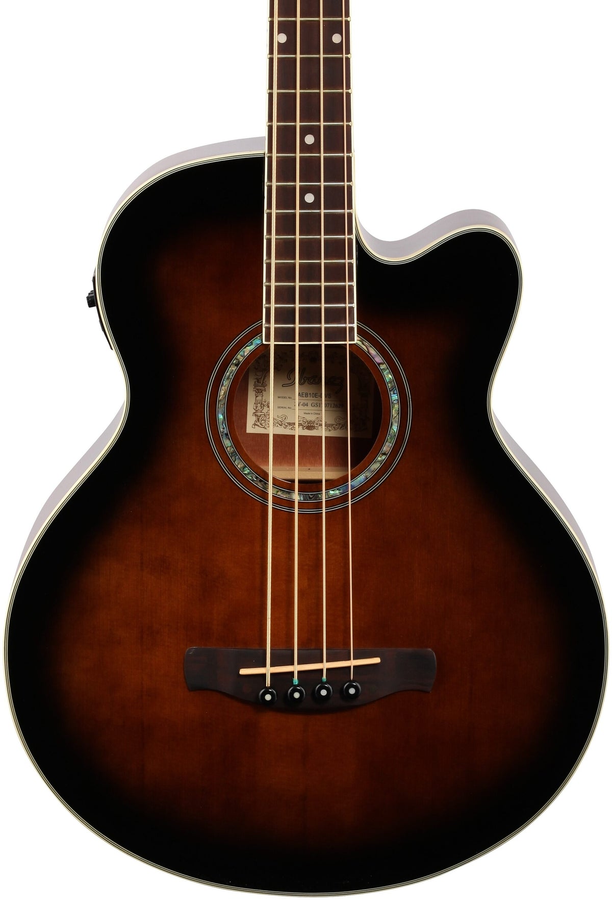 Ibanez AEB10EDVS Acoustic Bass with Purpleheart Fingerboard - Dark Violin Sunburst High Gloss