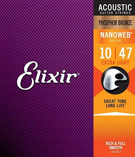 Elixir Extra Light Nanoweb Coated Acoustic Guitar Strings 10-47 Phosphor Bronze