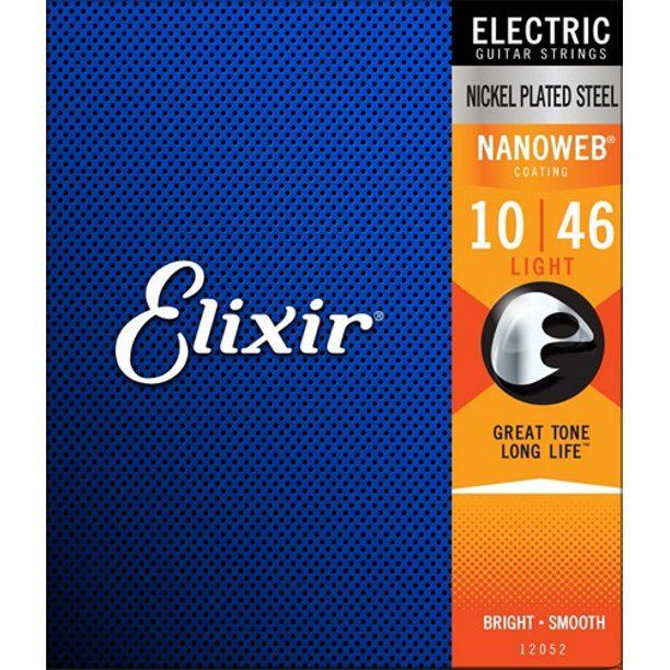 Elixir Light Nanoweb Coated Electric Guitar Strings 10-46 Nickel Plated Steel