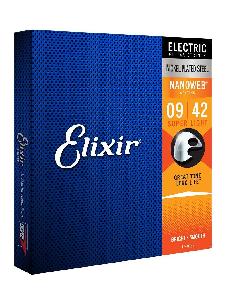 Elixir Super Light Nanoweb Coated Electric Guitar Strings 9-42 Nickel Plated Steel