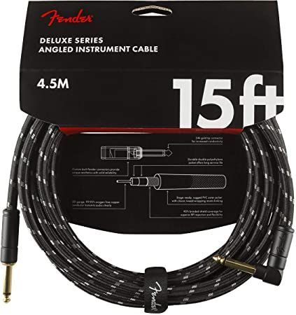Fender 15&#39; Deluxe Angle Cable Black Tweed