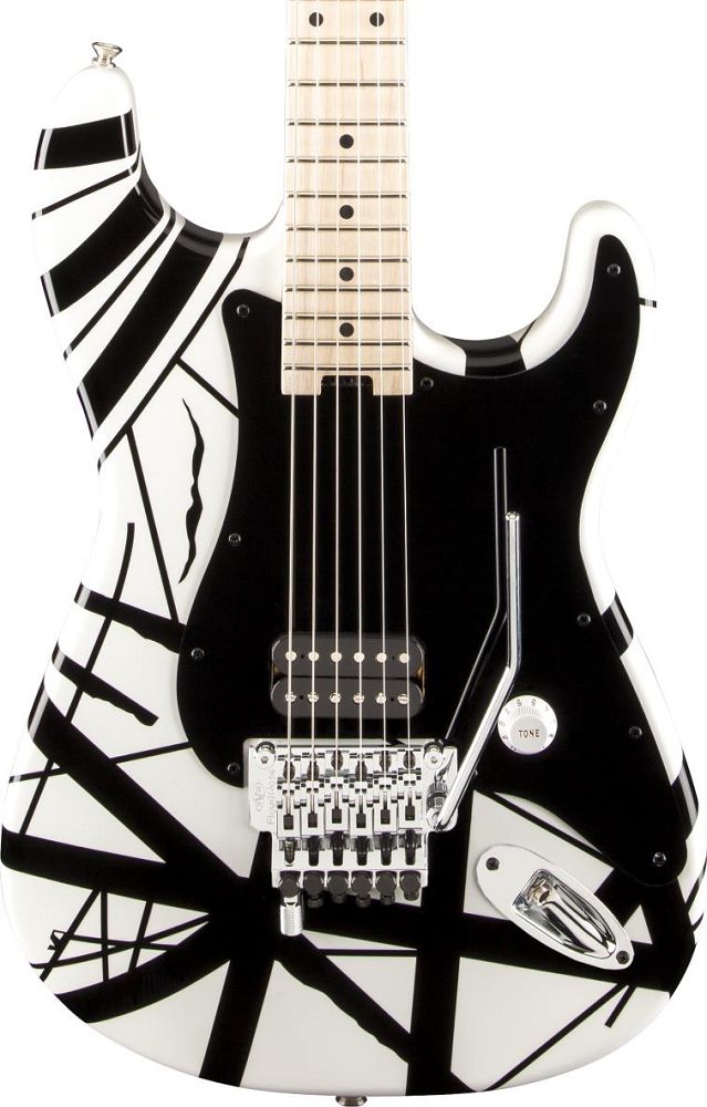 EVH Striped Series with Maple Fingerboard - White with Black Stripes