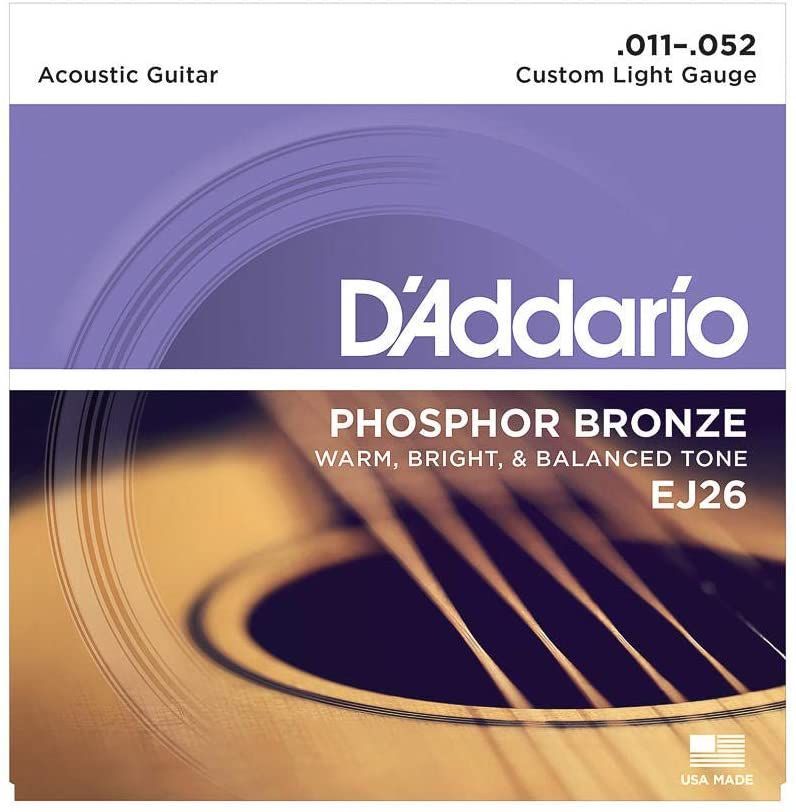 D'Addario EJ26 Acoustic Guitar Strings Phosphor Bronze Custom Light Gauge (.011-.052)