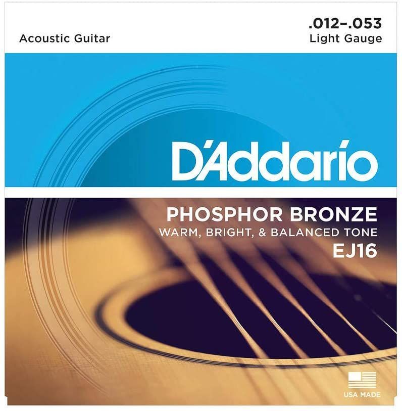 D'Addario EJ16 Acoustic Guitar Strings Phosphor Bronze Regular Light Gauge (.012-.053)
