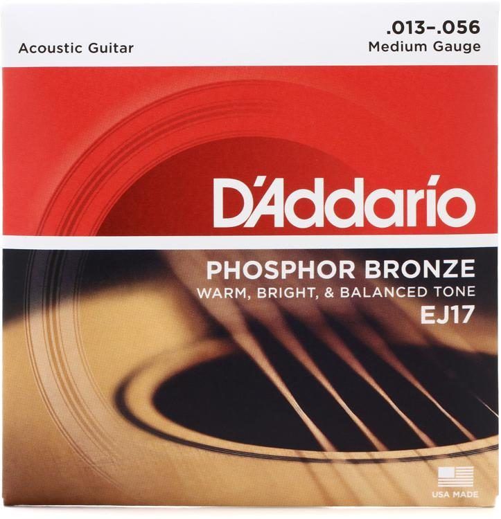 D'Addario EJ17 Acoustic Guitar Strings Phosphor Bronze Medium Gauge (.013-.054)
