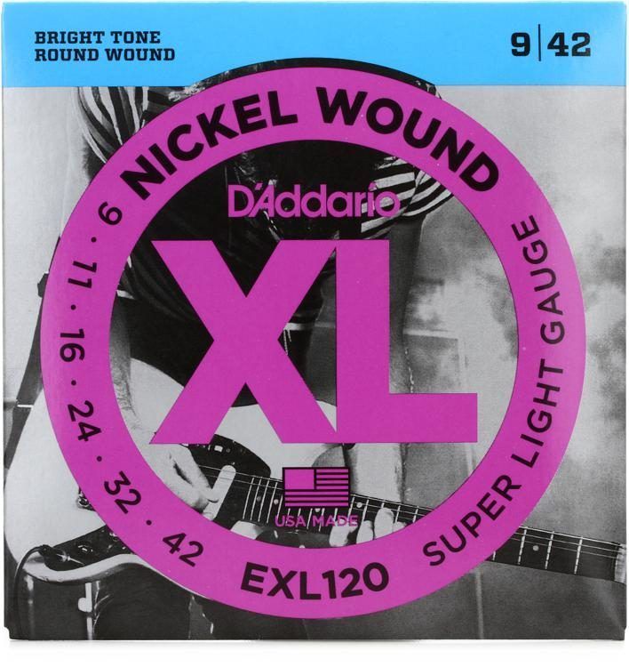 D'Addario EXL120 Electric Guitar Strings Nickel Wound Super Light Gauge (9-42)