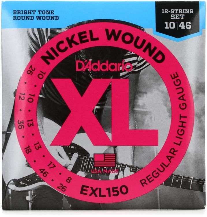 D'Addario EXL150 Electric Guitar Strings Nickel Wound Regular Light Gauge 12-String (10-46)