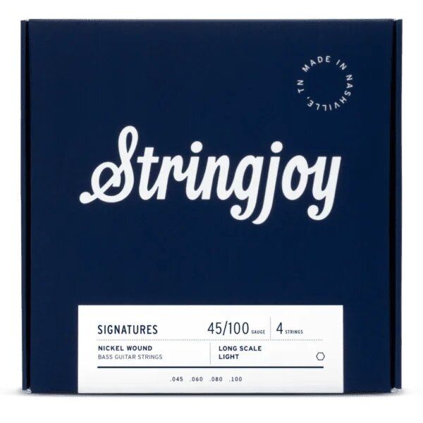 Stringjoy Light Gauge (45-100) 4 String Long Scale Nickel Wound Bass Guitar Strings