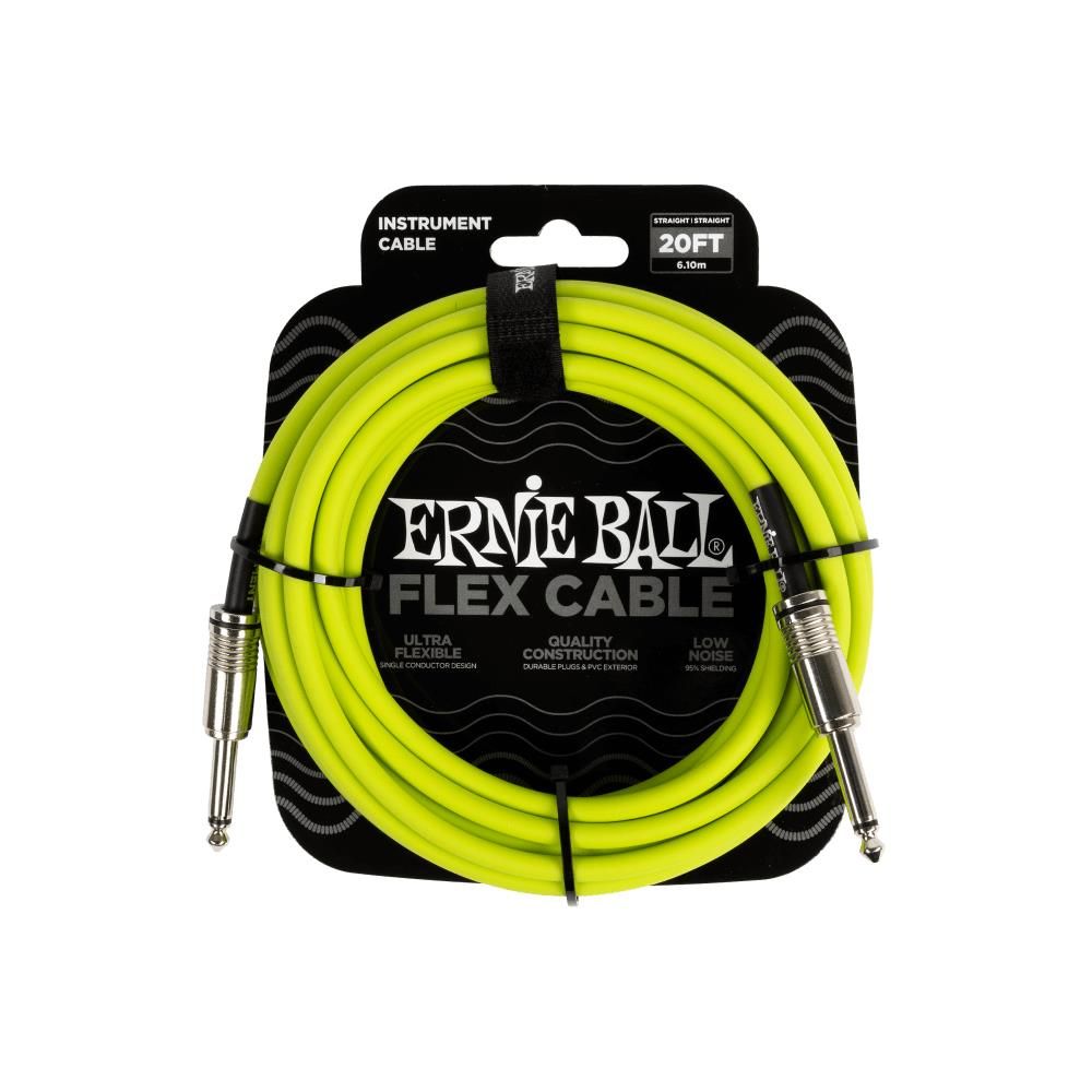 Ernie Ball Flex Straight/Straight 20' Instrument Cable - Green