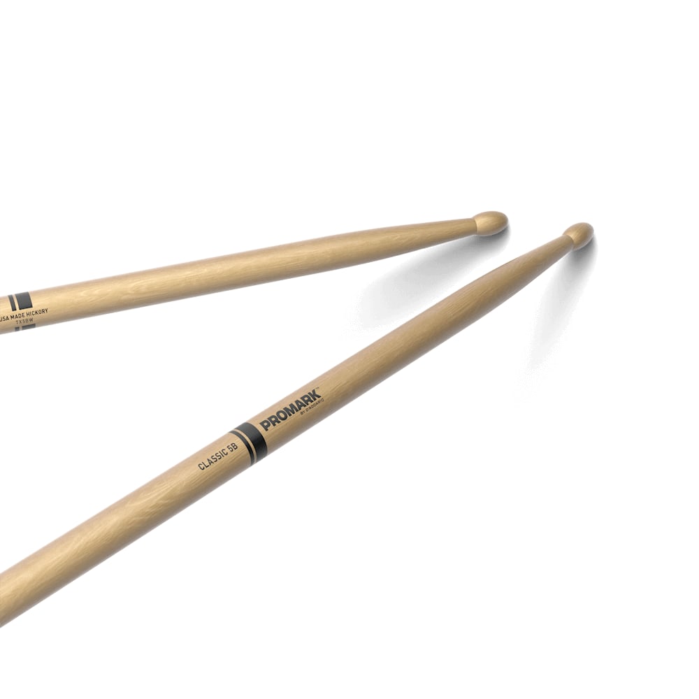 Pro-Mark TX5BW Hickory 5B Wood Tip Drum Sticks (Pair) - Rock City