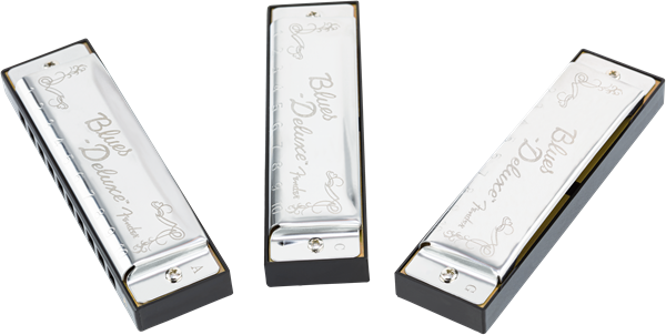 Fender Blues Deluxe Harmonicas - Pack Of 3 - Keys: C, G & A Chrome
