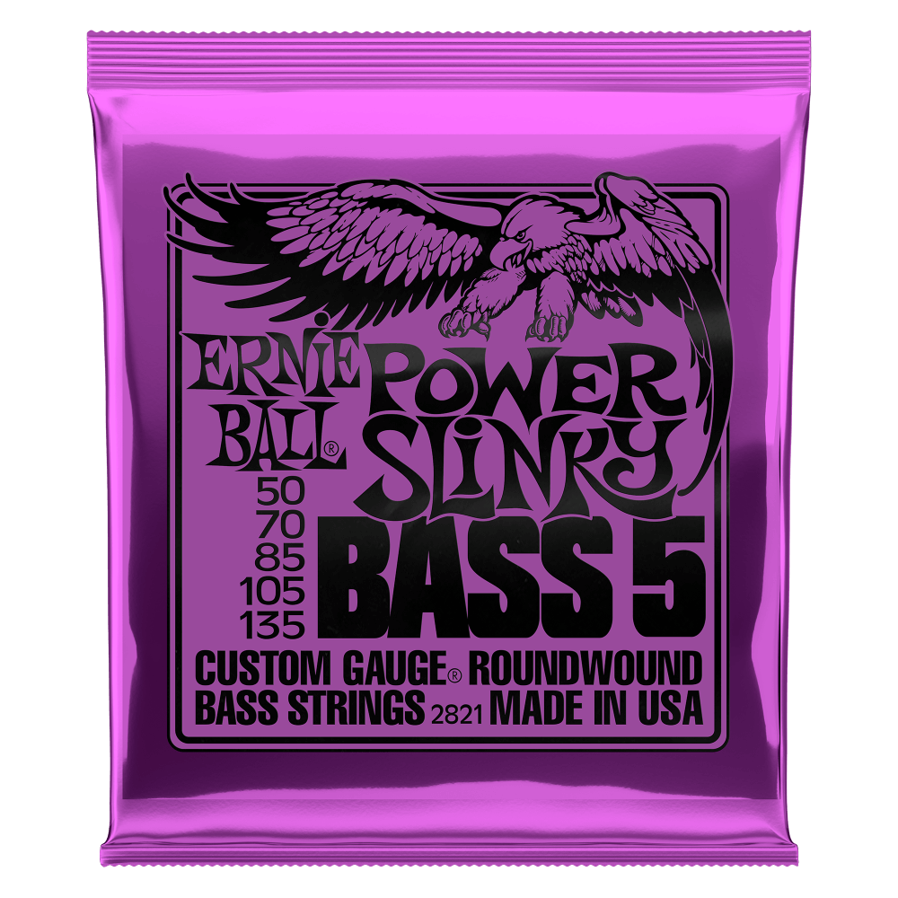 Ernie Ball 2821 Power Slinky 5-String Nickel Wound Electric Bass Strings 50-135