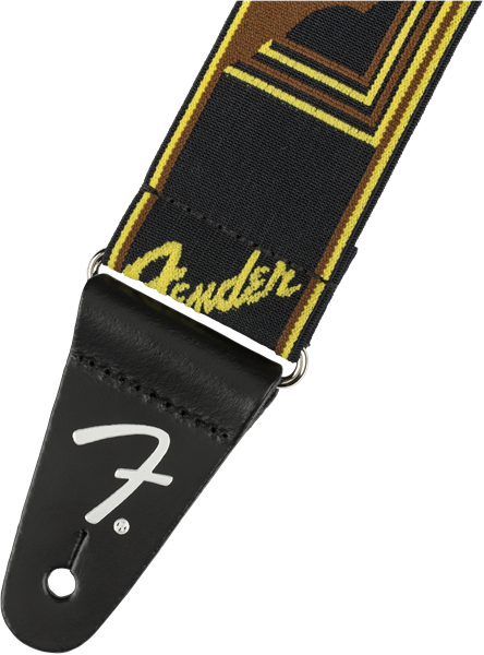 Fender 2" Weighless Monogram Strap Black/Yellow/Brown