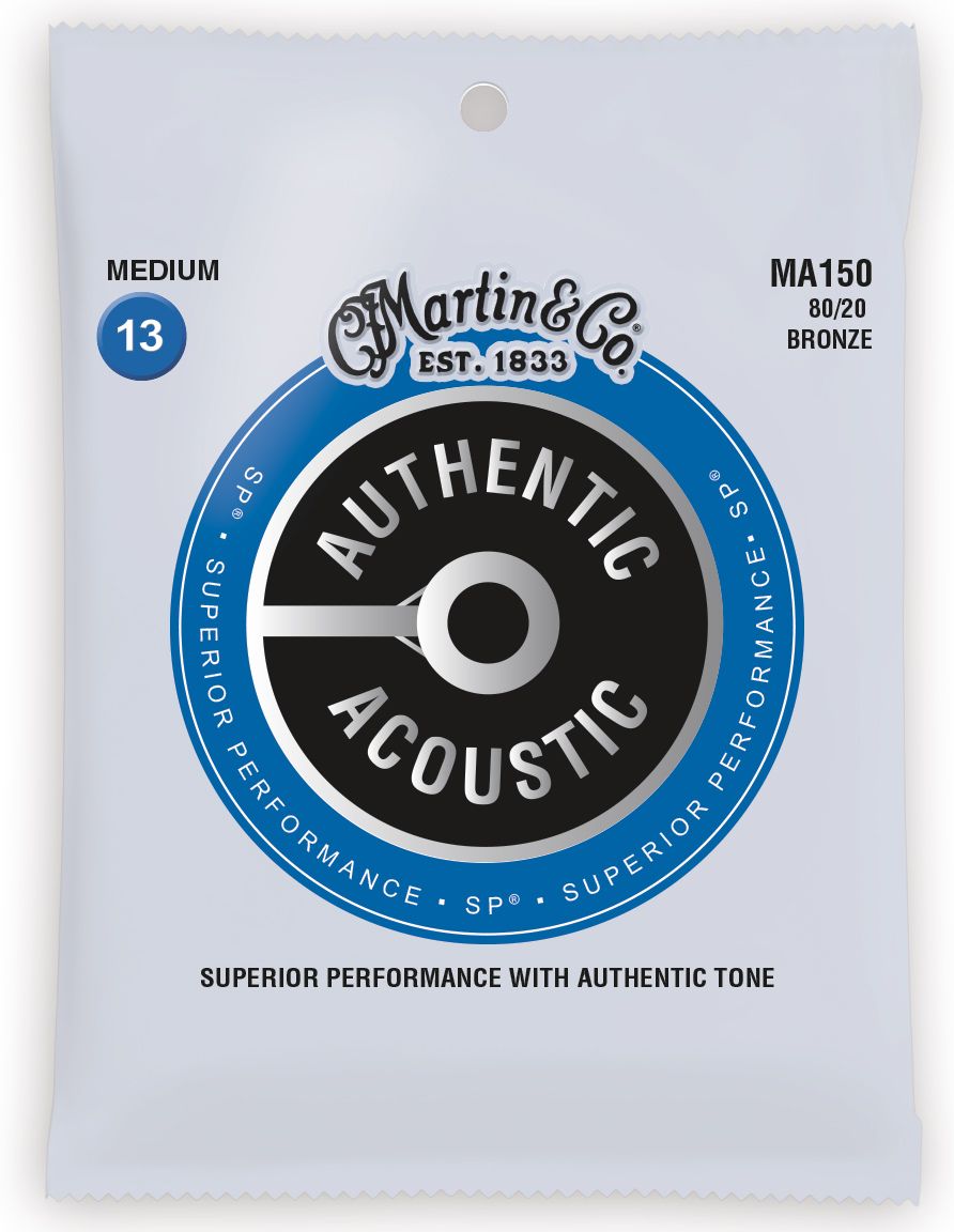 Martin MA150 Authentic Acoustic SP 80/20 Bronze Acoustic Guitar Strings - Medium (.13 - .56)