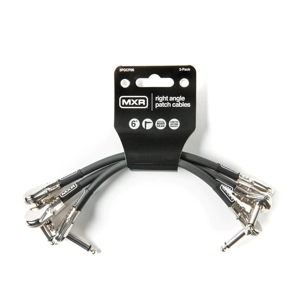 MXR 3PDCP06 1/4" TS Right-Angle Instrument Patch Cables - 6" (3-Pack) Black