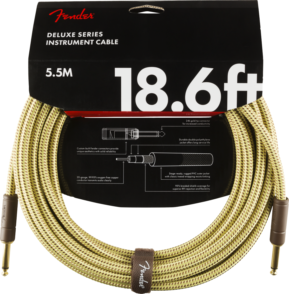 Fender Deluxe Series Instrument Cable Straight/Straight - 18.6' Tweed