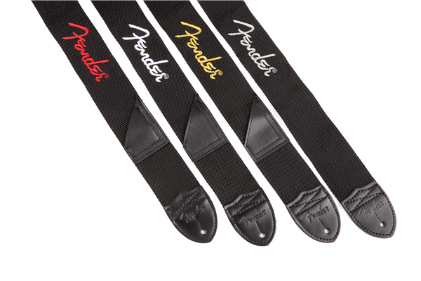 Fender Black Polyester Logo Straps Grey