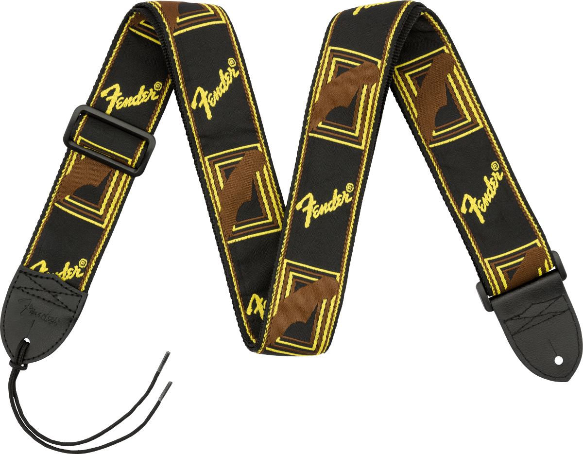 Fender 099-0681-000 Monogrammed 2" Strap Black/Yellow/Brown