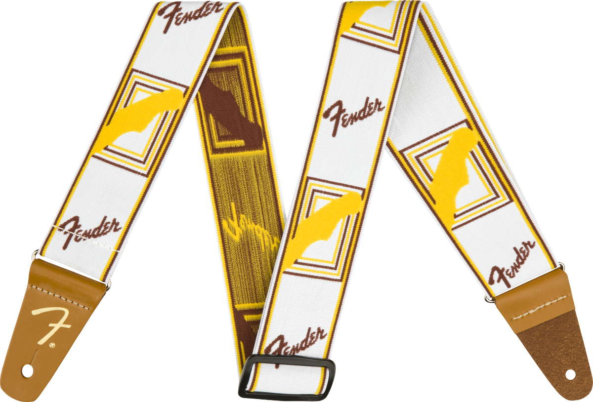 Fender Fender WeighLess Monogram Strap White/Brown/Yellow