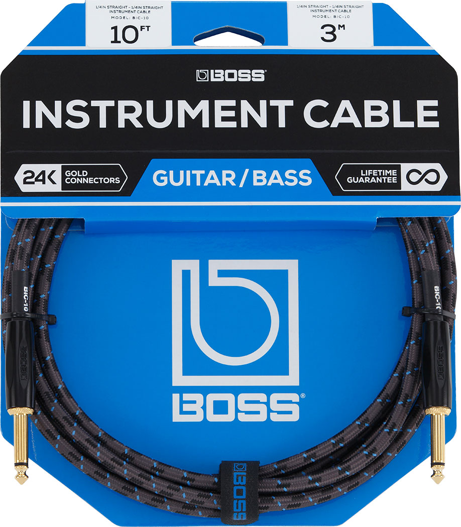 Boss BIC-10 1/4" TS Straight Instrument Cable - 10'