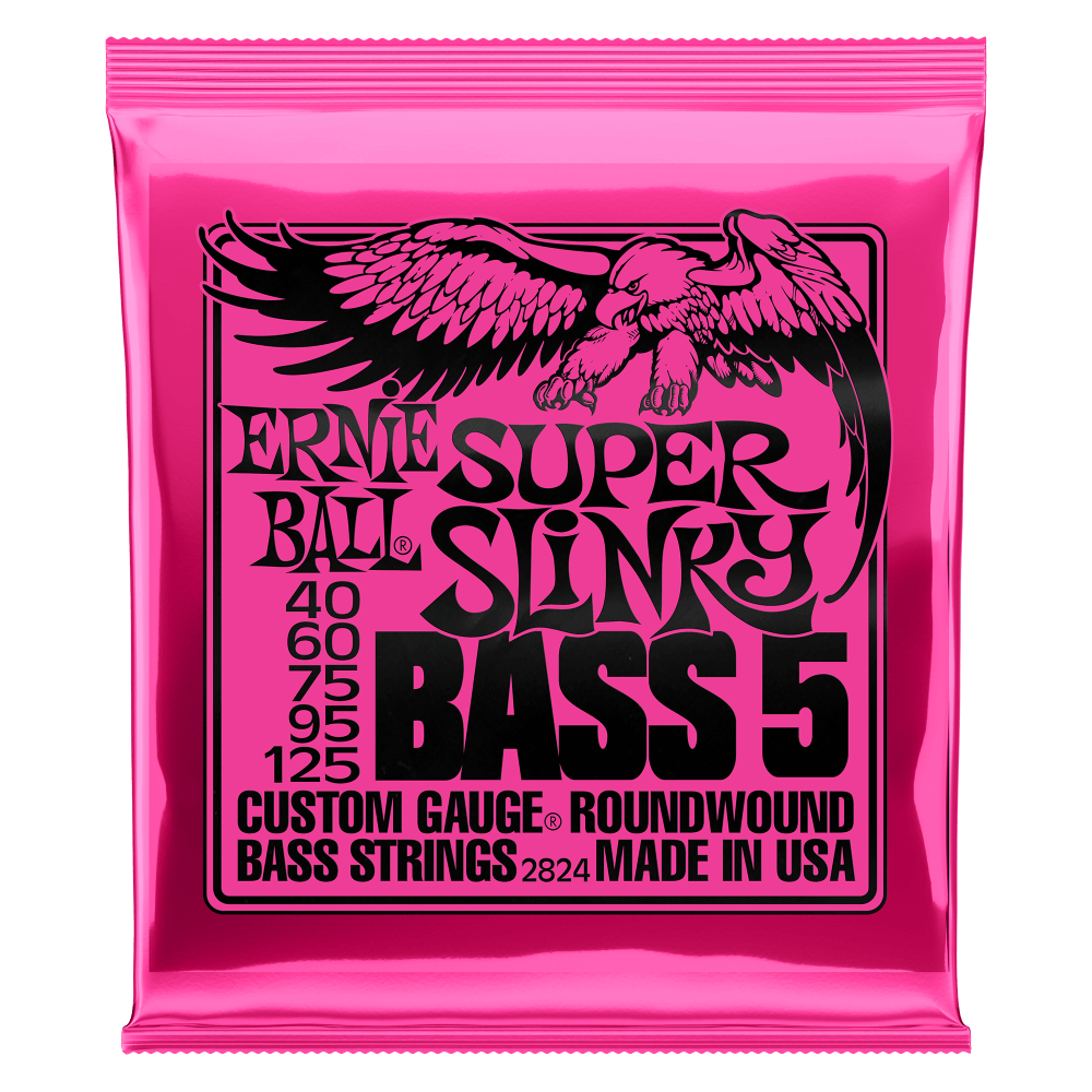 Ernie Ball 2824 Super Slinky 5-String Nickel Wound Electric Bass Strings 40-125