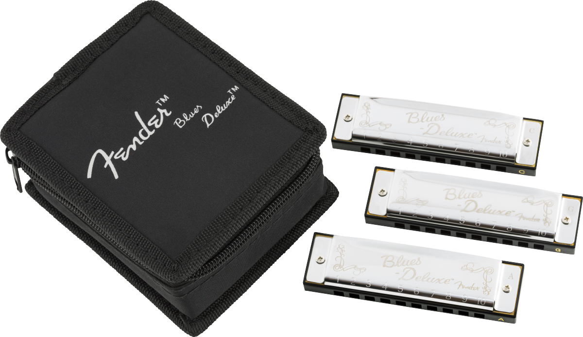 Fender Blues Deluxe Harmonicas - Pack Of 3 - Keys: C, G & A Chrome