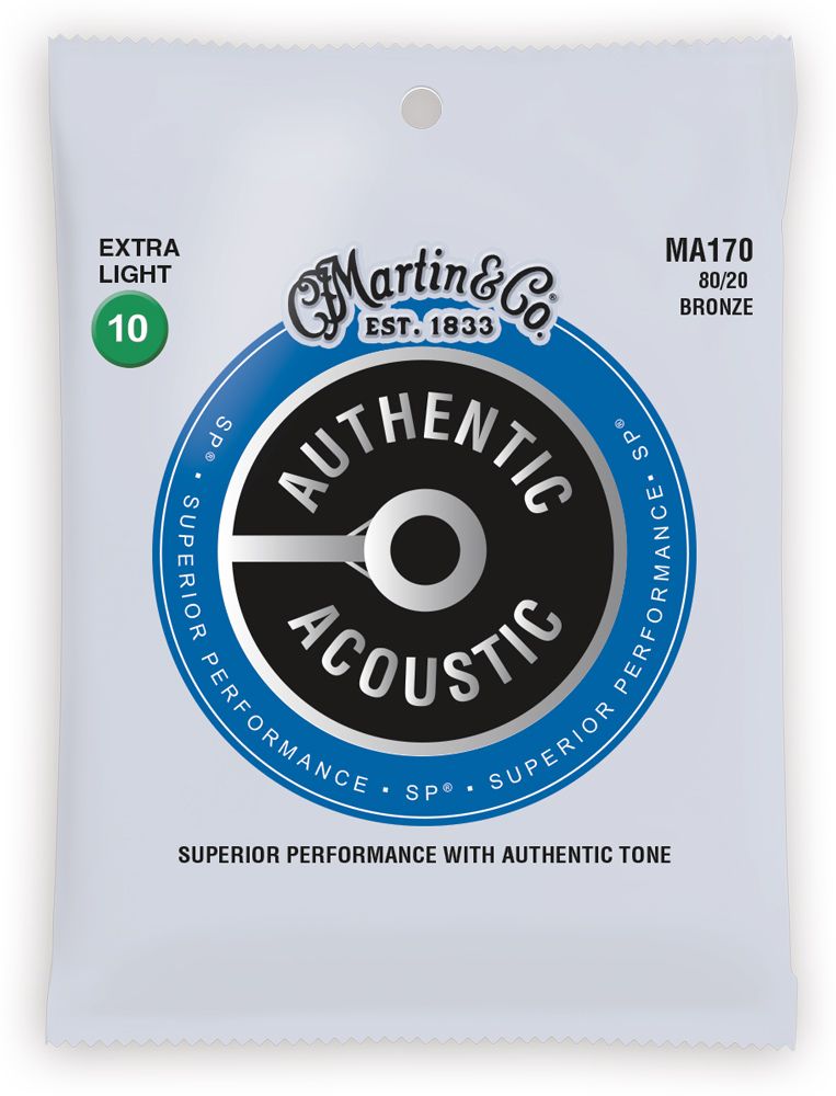 Martin MA170 Authentic Acoustic SP 80/20 Bronze Acoustic Guitar Strings - Extra Light (.10 - .47)