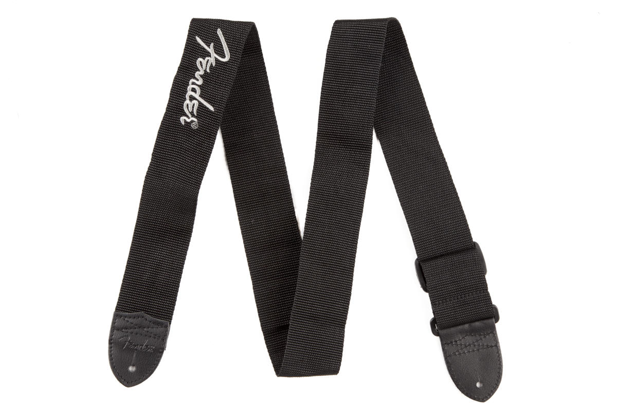 Fender Black Polyester Logo Straps Grey