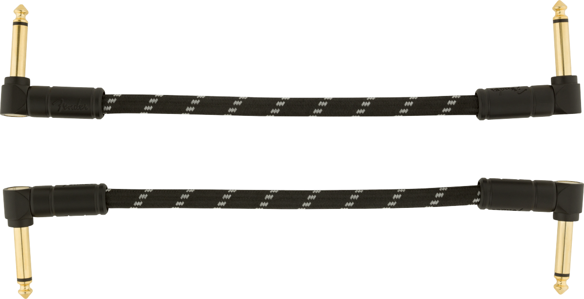 Fender Deluxe Series Instrument Cable Angle/Angle - 6" 2pk Black Tweed