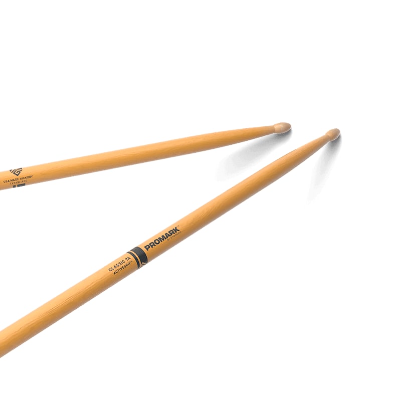 Pro-Mark Classic 7A ActiveGrip Hickory Wood Drum Stick Clear (Pair)