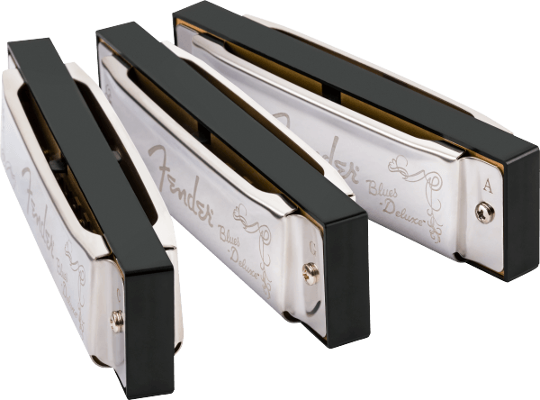 Fender Blues Deluxe Harmonicas - Pack Of 3 - Keys: C, G & A Chrome
