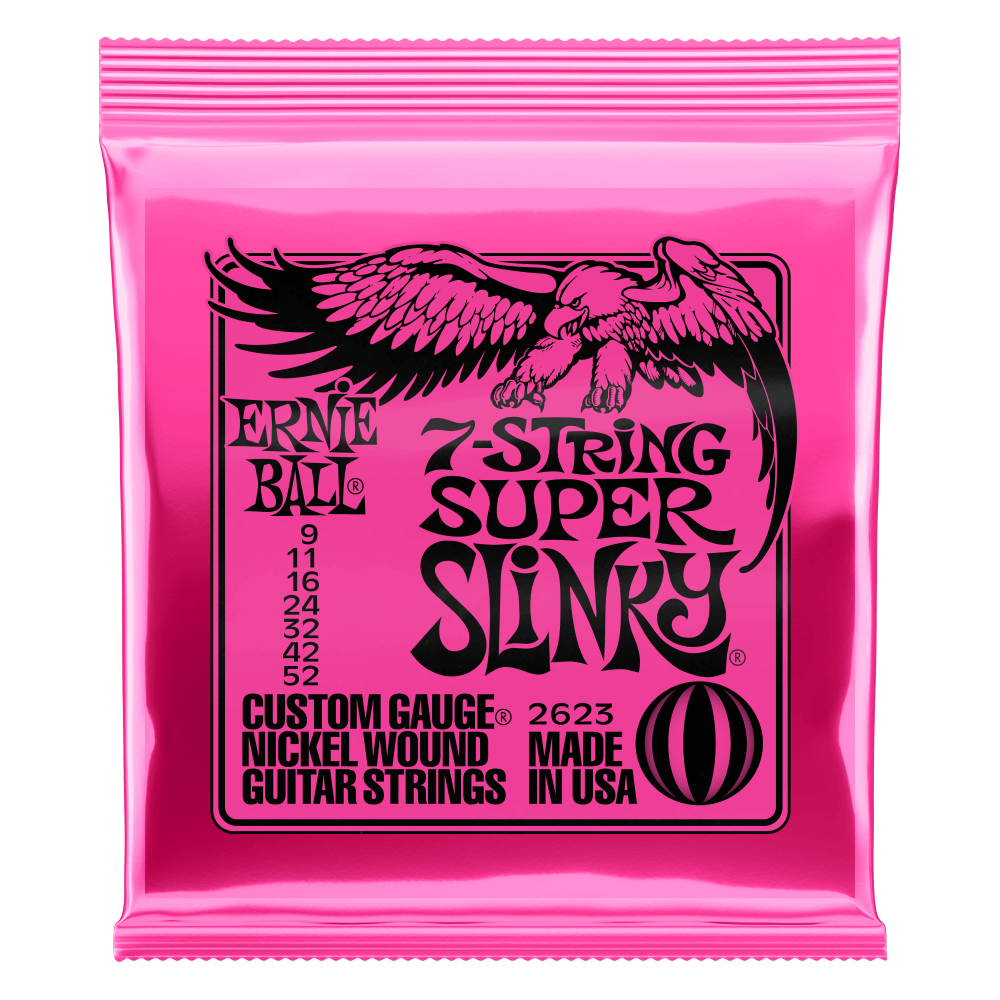 Ernie Ball 2623 7-String Super Slinky Nickel Wound Electric Guitar Strings 9-52