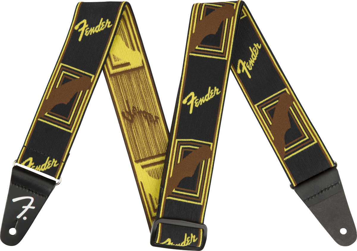 Fender 2" Weighless Monogram Strap Black/Yellow/Brown