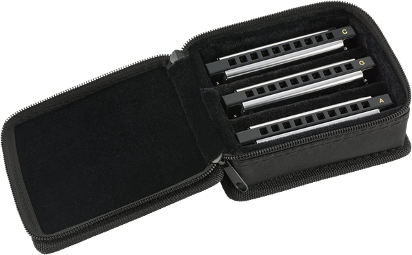 Fender Blues Deluxe Harmonicas - Pack Of 3 - Keys: C, G & A Chrome